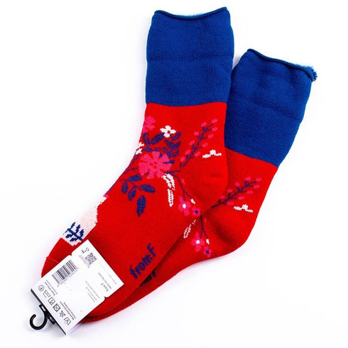 ソックス fromF モコモコソックス マルヤッコ/フラワーベース レッド サイズM 36-38 (22.5ー25cm)TV098MRD